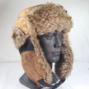 Realtree Hot Shot Camo Trapper Hat Faux Fur Lined Winter Thinsulate Adult M